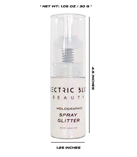 Iridescent White Glitter Spray - 30g Loose, Face, Hair, Eye & Body Glitter for Women - Rave & Festival Accessory - Cosmeti...