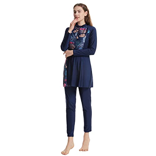 Women Muslim Burkini Swimsuits Modest Swimwear Islamic Long Sleeve Full Cover Hijab Top Swim Pants Sets Bathing Suits