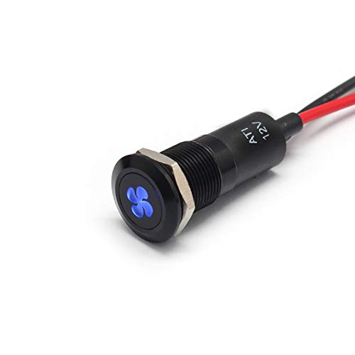 Alpinetech LED Metal Signal Indicator Pilot Dash Light 12V 12mm Fan (Blue)
