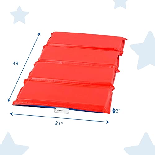 Children's Factory Angels 2" Thick Toddler Nap Mat, Red-Blue, 4 Section Waterproof Sleeping Mat for use in Preschools and ...