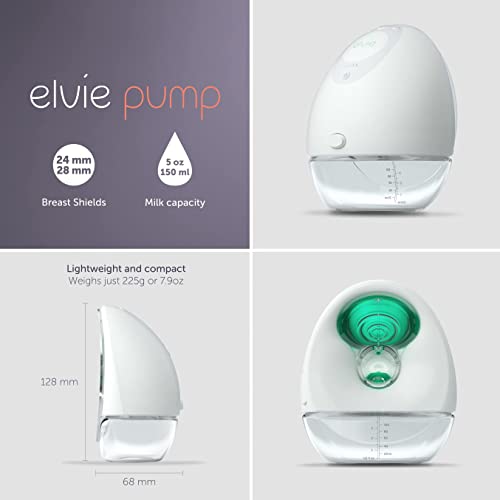 Elvie - Single, Wearable Breast Pump w/App - The Smallest & Quietest - Portable - Hands Free & Discreet - Automated w/Four...