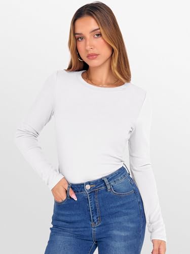ANRABESS Womens Long Sleeve Thermal Shirts Slim Fit Basic Tee Tops Warm Fleece Undershirts 2025 Fall Winter Layer Outfits