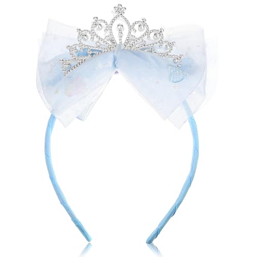 Ymapinc Toddler Princess Crowns, Tiara Crown Headband Birthday with Cute Tulle Bow Fairy Crown Women Hair Accessory