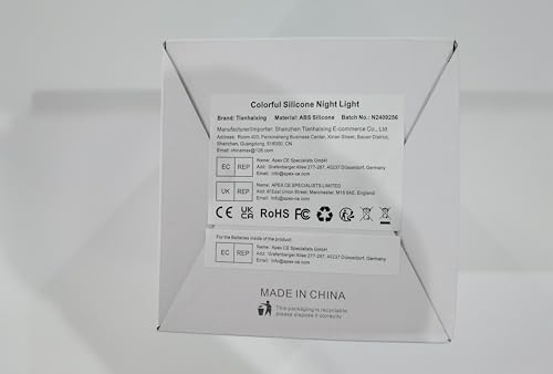 Tianhaixing Big Owl Night Light - Rechargeable Led Silicone Lamp, Adjustable Brightness, 9 Colors, White, Model Thx8859-6