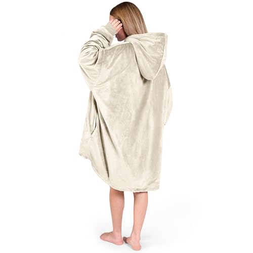 Bare Home Wearable Blanket Hoodie - Soft Plush Sherpa - Warm and Cozy - Oversized Wearable Blanket - Adult & Kid Sizes
