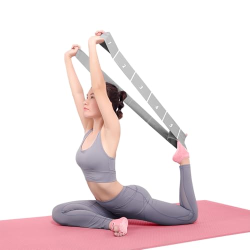 2-Pack Yoga Straps with 11 Loops - Adjustable Elastic Stretching Bands for Pilates, Dance, Ballet Gymnastics & Physical Th...