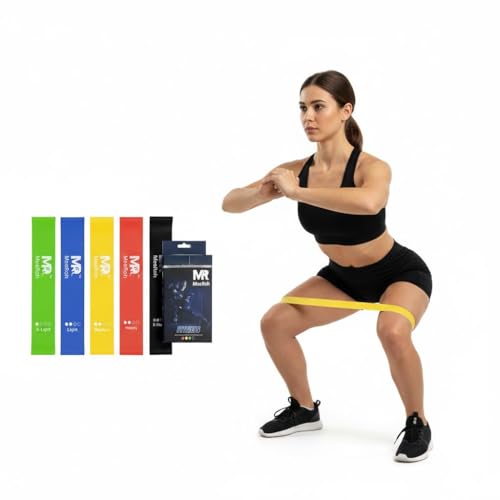 MeeRoh Mini Loop Resistance Bands Set – 5 Strength Levels (X-Light to X-Heavy) | Premium TPE, Latex-Free Exercise Bands fo...