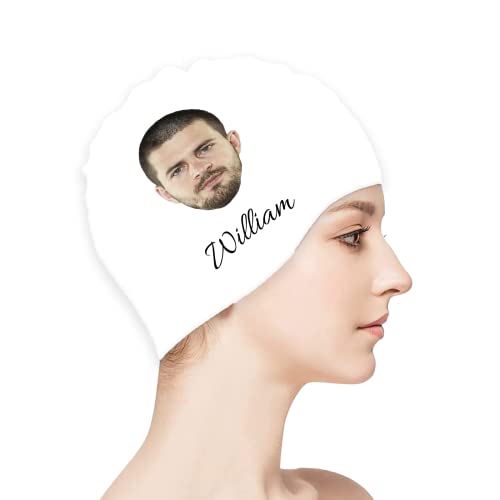 Custom Swim Cap with Your Photo Personalized Silicone Swim Cap for Men and Women Swimming, Flexible Adult Swimmers Cap for...