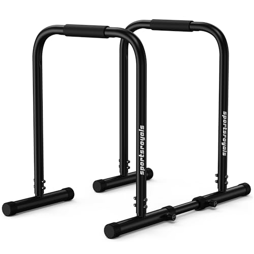 Sportsroyals Adjustable Dip Bar Station, Heavy Duty Parallette & Parallel Bars, 400LBS Stable Dip Stands for Home Gym, Cal...