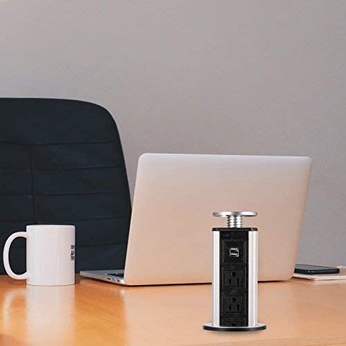 Retractable -Up Power Socket 3 Us Plug And 2 Usb Charging Ports, Electric Socket For Table Pulling Up/Outlet Desktop Worktop, Mu