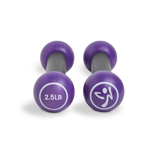 Zumba 2.5 lb Dumbbells Set of 2 - Hand Weights for Women, For Home Fitness Workout Excercise Weights Dumbbells Set, Purple
