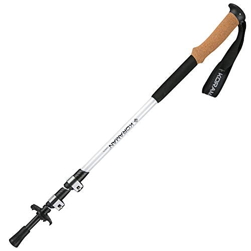 MIIKHI 1pc Carbon Fiber Trekking Poles – Collapsible and Telescopic Walking Sticks with Natural Cork Handle and Extended E...