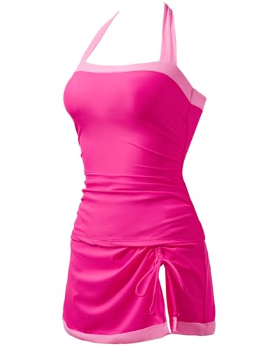 SUUKSESS Women Tummy Control Tankini Swimsuits with Skirt Backless Bathing Suit