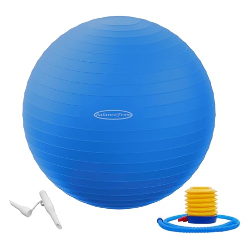 Fitvids Anti-Burst and Slip Resistant Exercise Yoga Fitness Birthing Ball with Quick Pump, 2,000-Pound Capacity, Multiple ...