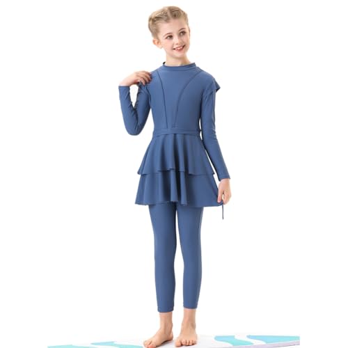 FYMNSI Kids Burkini Swimsuits Girls Baby Modest Muslim Swimwear Long Sleeve Swim Top Pants Hijab 3PCS Bathing Suit Rash Guard