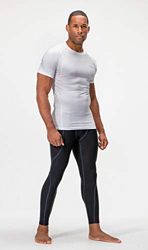 DEVOPS 3 Pack Men's Cool Dry Short Sleeve Compression Shirts, Sports Baselayer T-Shirts Tops, Athletic Workout Shirt
