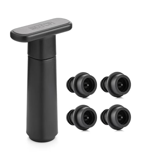 WOTOR Wine Saver Vacuum Pump with 4 Stoppers, Wine Stopper & Preserver, Reusable Bottle Sealer Keeps Fresh, Ideal Accessor...