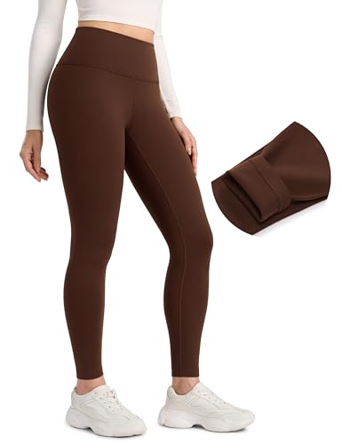 CRZ YOGA Matte Thermal Fleece Lined Leggings 28'' - Casual Lounge Workout Womens Yoga Full Length Pants Winter Warm