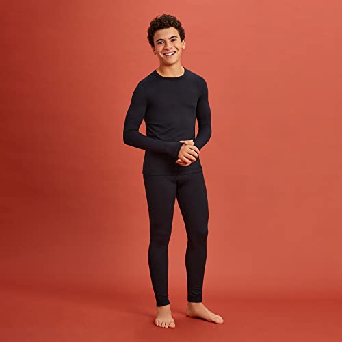 Cuddl Duds Boys Cold Weather Fleece-Lined Thermal Underwear 2-Piece Set - Kids Long Sleeve Top and Leggings Long Johns