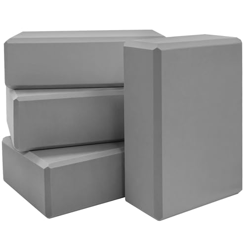 Yoga Blocks 4 Pack - Premium EVA Foam Bricks for Pilates Workout, Stretching, Meditation - Yoga Brick for Flexibility, Bal...