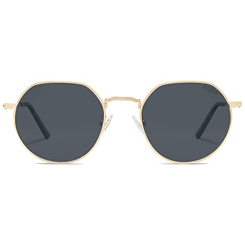 SOJOS Round Polygon Polarized Sunglasses for Women Men Retro Classic Vintage Panto Octagonal Shades SJ1157