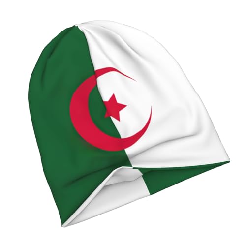 sackhg Flag of Algeria Print Winter Beanie Hat Men Women Soft Lightweight Thermal Cap for Outdoor Skiing Wear Black
