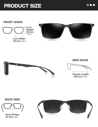 BIRCEN Polarized Mens Sunglasses for Driving: UV Protection Al-Mg Metal Sunglasses Lightweight Shades for Fishing Travel Golf