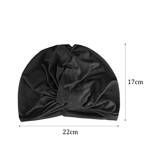 Women Swim Cap Elastic Swim Turban Cap Cover Ear Bath Pool Swimming Cap Pleated Shower Cap for Long Short Weave Curls Hair