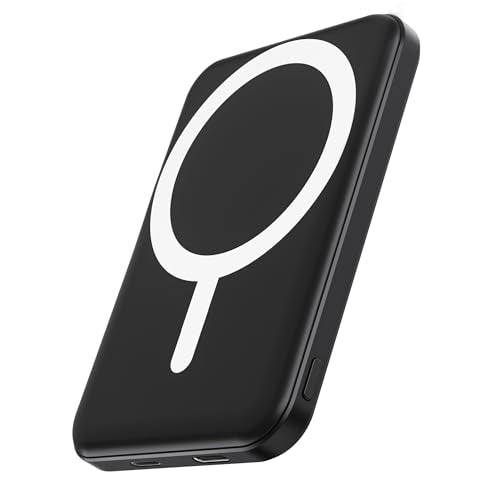podoru for Magsafe Battery Pack, 5000mAh Magnetic Power Bank with Type-C Cable 20W PD Fast Charging Lighting Input Wireles...