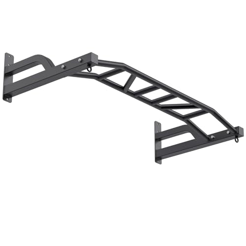 SELEWARE 48'' Heavy Duty Pull Up Bar Wall Mount Multi-function Chin up Bar with Home Gym Cable Pulley System LAT Pulldown ...