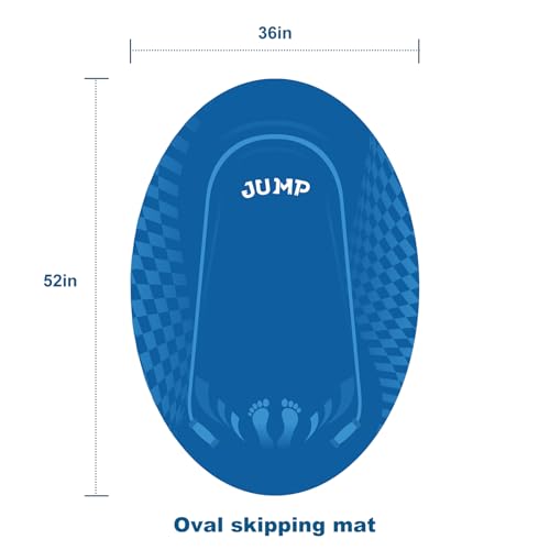 Jump Rope Mat Outdoor Indoor, Oval 52'' x 36'' Non-slip Fitness Exercise Mat, 5mm Shock Absorption Extra Thick Design, Sui...