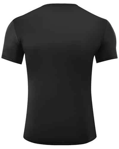 Roadbox Mens Compression Shirt Short Sleeve, V-Neck Gym Running Sports T-Shirt, Cool Dry Athletic Base Layer Undershirts