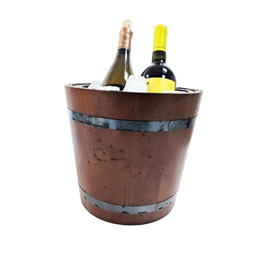 arborishthink Stainless Steel & Wood Wine Chiller Bucket | Ice Cooler | Compact & Portable for Wine Beer Beverage Cooler B...