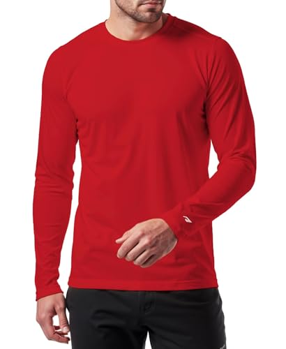 RGJU Long Sleeve Athletic Shirt Men Moisture Wicking Outdoor T-Shirt Dry Fit Running Tshirt Base Layer Tee Fitted