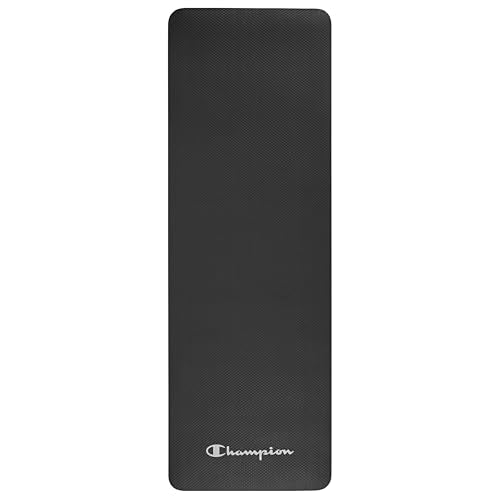Champion 10mm Exercise Mat, Black, Cushioned Non-Slip Workout Mat with Textured Base for Yoga, Pilates, Stretching & Floo...