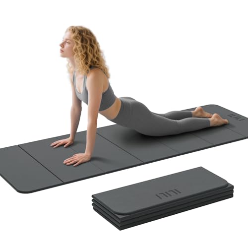 ILILI Foldable Yoga Mat 71 * 24 * 0.3'' - TPE Non-Slip Fitness Mat for Home，Waterproof & Lightweight (2lb) for Home Gym, P...