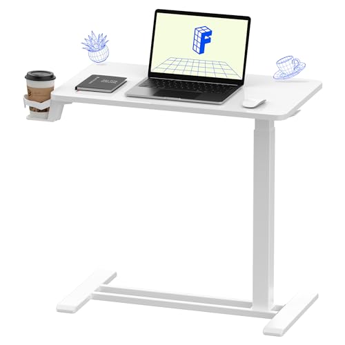 FLEXISPOT H7 Adjustable Overbed Bedside Table with Wheels Pneumatic Mobile Standing Desk Laptop Desk Rolling Computer Cart...