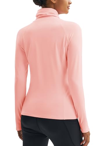 MAGCOMSEN Women's Thermal Shirts Mock Turtleneck Long Sleeve Undershirt Fleece Base Layer Top with Thumb Holes