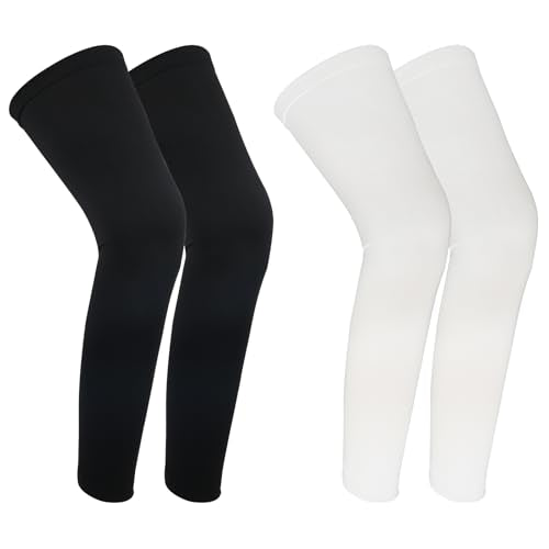 Zyghjort 2 Pairs Leg Sleeves, Thigh Compression Sleeves Full Length Sports UV Protection Sleeve Long Legs Sleeve with Ant...