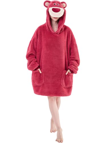 NEWCOSPLAY Wearable Blanket Hoodie Sherpa Hoodie Blanket for Women Men Warm Oversized Sweatshirt with Pockets