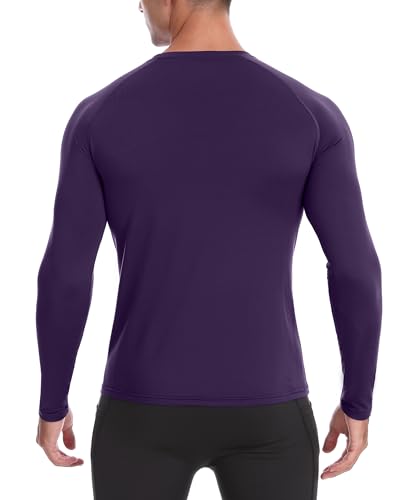 EoBeKee Mens Thermal Compression Shirts, Warm Long Sleeve Fleece Lined Tops Athletic Base Layer for Running Cold Weather