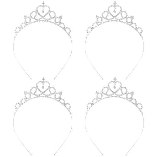 Tihebax 4Pcs Tiaras Crowns Headbands for Women Girls Silver Princess Tiaras Bulk Rapunzel Crowns for Wedding Birthday Crys...