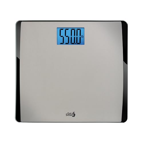 Eat Smart Precision 550 Pound Extra-High Capacity Digital Bathroom Scale, Extra-Wide Platform, Stainless Steel Body Weight...