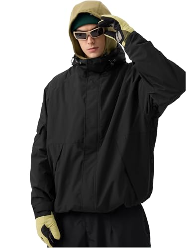 GSOU SNOW Mens Womens Ski Jacket Baggy Snowboard Coat Waterproof Shell Jacket Snow Hoodie Loose Fit For Winter Outdoor Sports