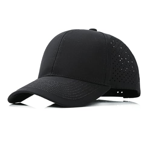 LIRUHOXA Quick Dry Trucker Hat for Men & Women, Laser Cut Mesh Baseball Cap for Outdoor Sports, Running, Workouts