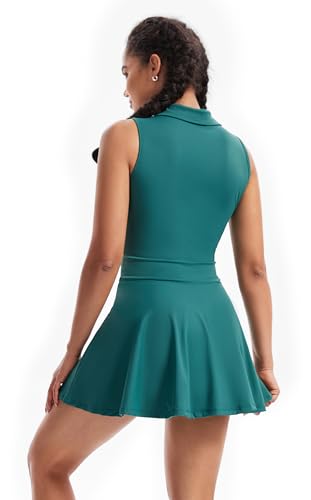 Tennis Golf Dress Workout Athletic Dresses for Women with Pockets Shorts 2 Piece Sets Outfits Cute Clothes Summer