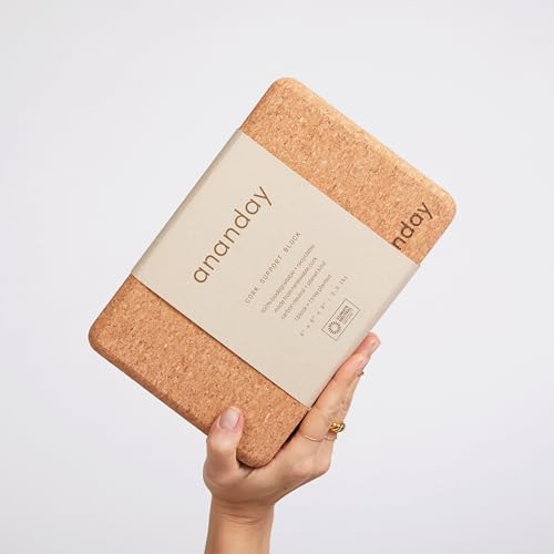 ANANDAY Cork Yoga Block - Non-Slip, Stable, Eco-Friendly & Supportive for Balance, Alignment, Flexibility & Strength - No...