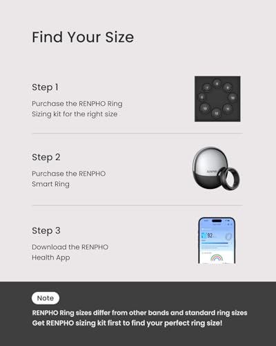 RENPHO Lynx Smart Ring-All Day Sleep & Activity Tracking, Includes Charging Case, 7-Day Battery Life, Subscription-Free Ap...