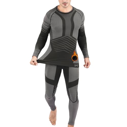MeetHoo Mens Thermal Underwear Set Seamless Fleece Lined Base Layer Sports Long Johns Winter Gear Running Skiing