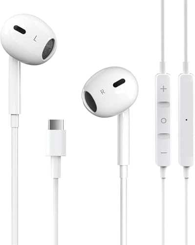 USB C Headphones for iPhone 17 16 15 Pro Max iPad Pro Type C Earbuds Wired Earphones with Mic & Remote Control Noise Cance...